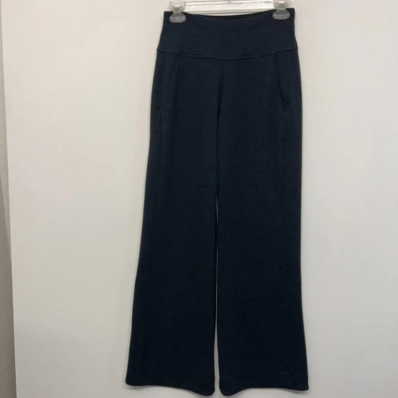 Prana Black Textured Stretchy Pants S Flare - Picture 1 of 6